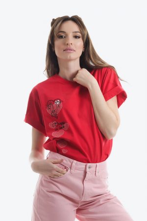 Tricou_rosu_oversized_broderie_Hold_my_Hand02